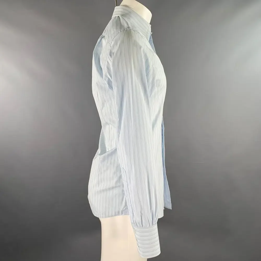 GUCCI Size S Blue Stripe Cotton Button Up Long Sleeve Shirt